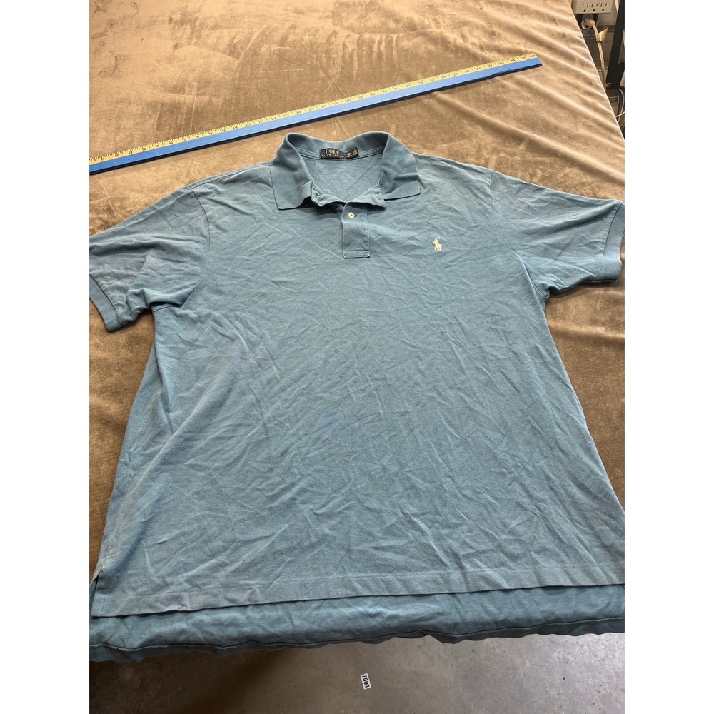 Polo Ralph Lauren Mens 2XB Blue Pique Short Sleeve Pony Logo Polo Shirt Big Tall